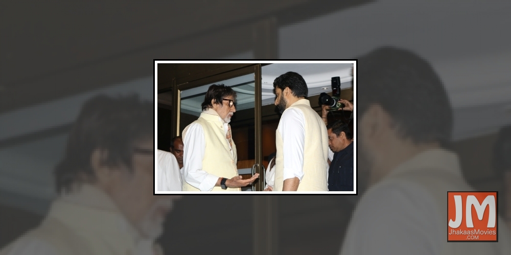 Mumbai: Actors Amitabh Bachchan, Aishwarya Rai and Abhishek Bachchan during the prayer meeting for Aishwarya Rai Bachchan's father Krishnaraj Rai in Mumbai on March 21, 2017.