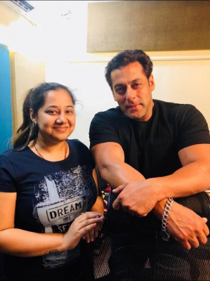 Singer Payal Dev with actor Salman Khan.