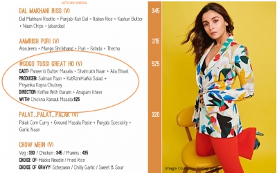 Cinephiles can take a step further to show their love for their favourite stars now by gorging on sumptuous dishes themed around actors like Alia Bhatt, Shah Rukh Khan and Salman Khan here. Hitchki, a restaurant here, unveiled a Bollywood thali, called 