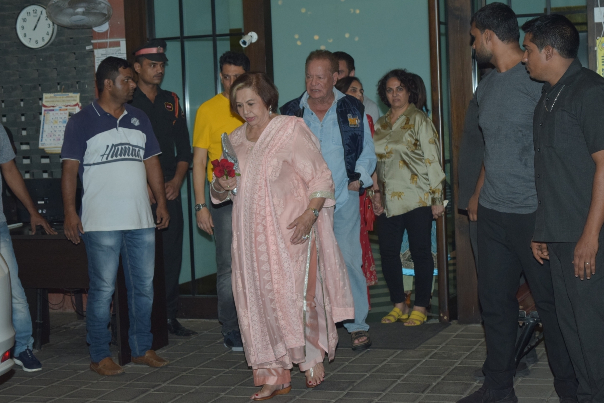 Mumbai: Writer Salim Khan and his wife Helen at the wedding anniversary party of their daughter Arpita Khan and son-in-law Aayush Sharma in Mumbai on Nov 18, 2019. (Photo: IANS)