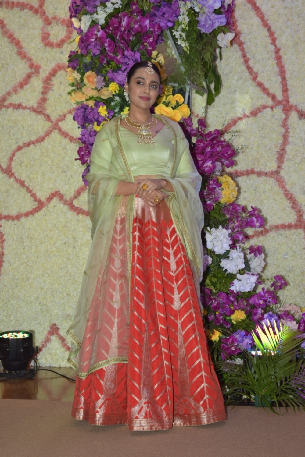 Mumbai: Actor Swara Bhaskar at the wedding reception of filmmaker Sooraj Barjatya's son Devaansh Barjatya in Mumbai on Nov 29, 2019. (Photo: IANS)