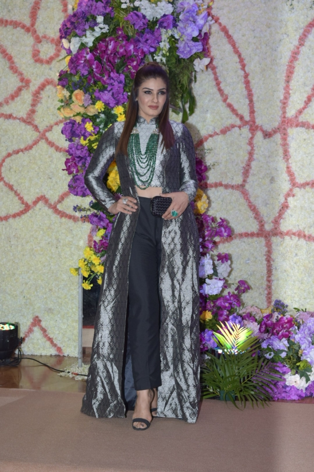 Mumbai: Actress Raveena Tandon at the wedding reception of filmmaker Sooraj Barjatya's son Devaansh Barjatya in Mumbai on Nov 29, 2019. (Photo: IANS)
