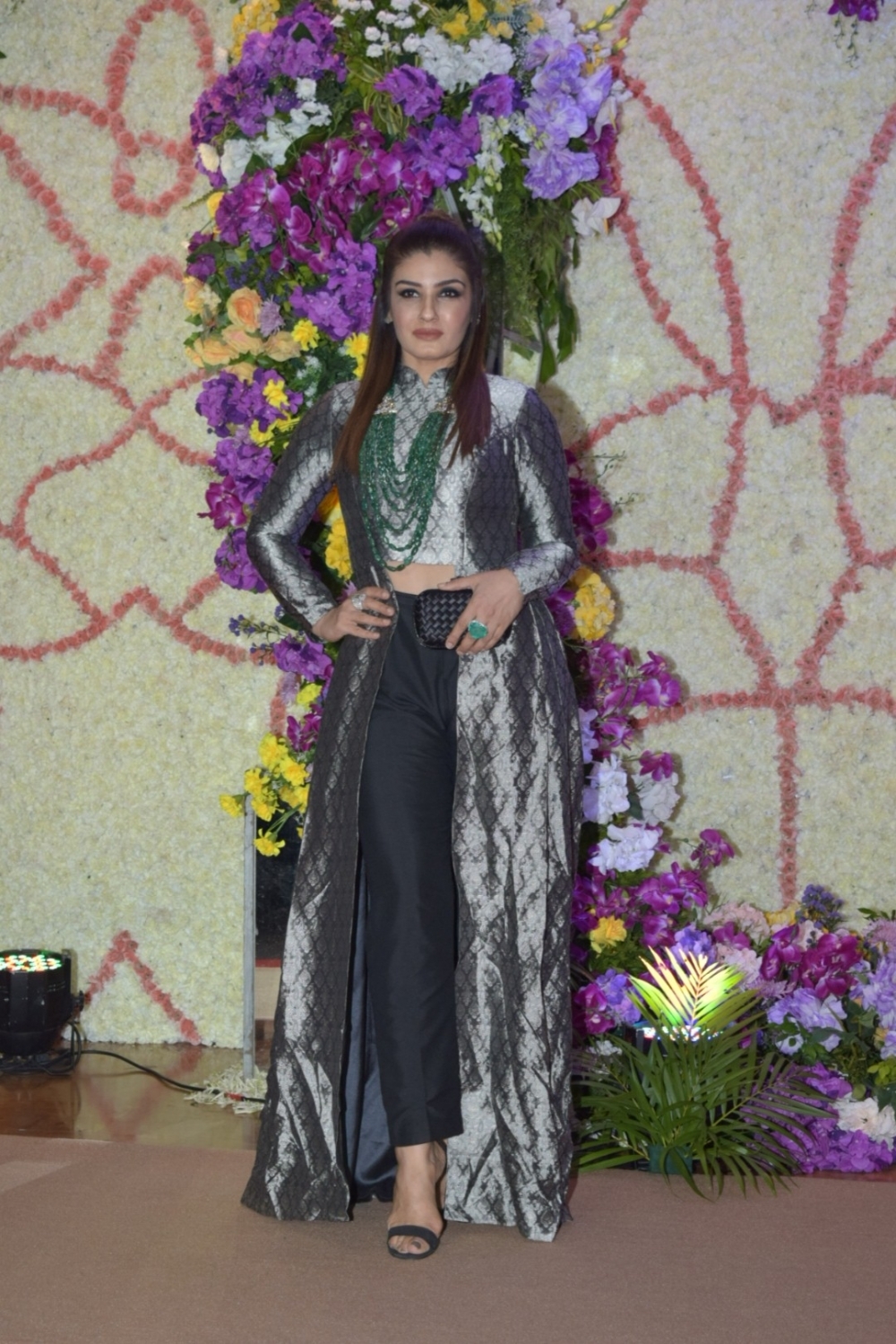 Mumbai: Actress Raveena Tandon at the wedding reception of filmmaker Sooraj Barjatya's son Devaansh Barjatya in Mumbai on Nov 29, 2019. (Photo: IANS)
