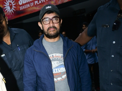 Mumbai: Actor Aamir Khan seen outside a theatre, in Mumbai