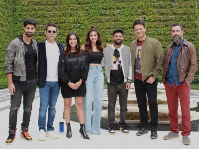 New Delhi: Actresses Sapna Pabbi, Sayani Gupta, Aamir Bashir, producer Ritesh Sidhwani, director Karan Anshuman during a press meet to promote Amazon Prime