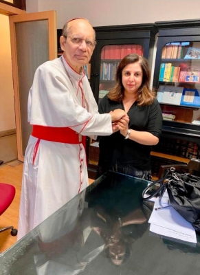 Filmmaker Farah Khan with Cardinal Oswald Gracias.