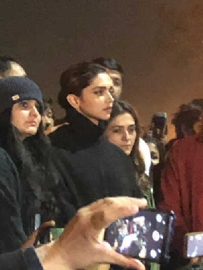 Actress Deepika Padukone visits JNU campus.