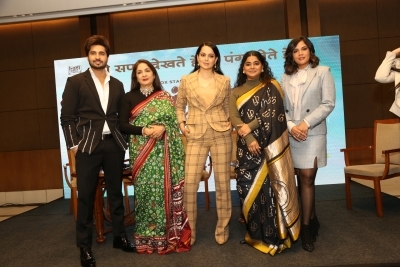 New Delhi: Director Ashwiny Iyer Tiwari and actors Kangana Ranaut, Jassie Gill, Neena Gupta and Richa Chaddha at a press conference to promote their upcoming film 
