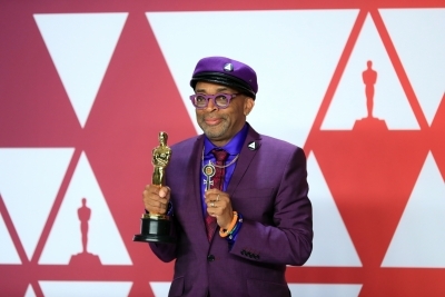 LOS ANGELES, Feb. 25, 2019 (Xinhua) -- Spike Lee, winner of the Best Adapted Screenplay award for 
