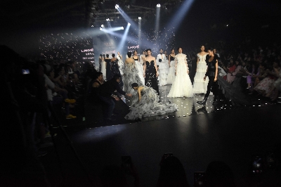 Mumbai: Actress Nora Fatehi showcases the creation of Fashion designer Gaurangi & Nainika at the Lakme Fashion Week Summer/Resort 2020, in Mumbai on Feb 14, 2020. (Photo: IANS)