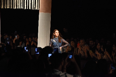 Mumbai: Actress Aditi Rao Hydari walks the ramp in fashion designer Ritu Kumar's creation on Day 3 of the Lakme Fashion Week Summer/Resort 2020, in Mumbai on Feb 13, 2020. (Photo: IANS)