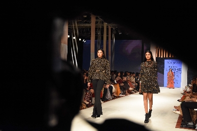 Mumbai: Models walks the ramp showcasing fashion designer Ritu Kumar's creations on Day 3 of the Lakme Fashion Week Summer/Resort 2020, in Mumbai on Feb 13, 2020. (Photo: IANS)