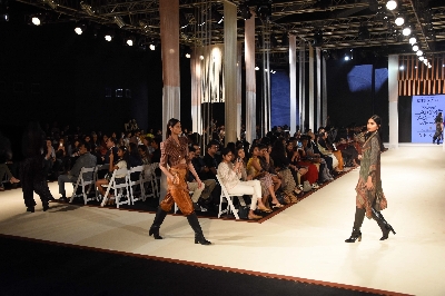 Mumbai: Models walks the ramp showcasing fashion designer Ritu Kumar's creations on Day 3 of the Lakme Fashion Week Summer/Resort 2020, in Mumbai on Feb 13, 2020. (Photo: IANS)