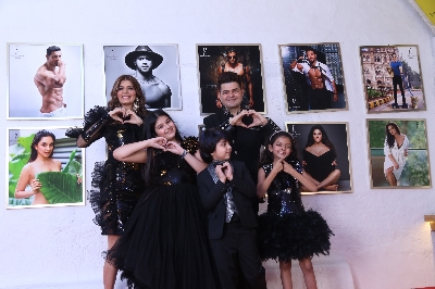 Mumbai: Fashion photographer Dabboo Ratnani with his wife Manisha D Ratnani and children Myrah Ratnani, Kiara Ratnani and Shivaan Ratnani at his calendar launch in Mumbai on Feb 17, 2020. (Photo: IANS)