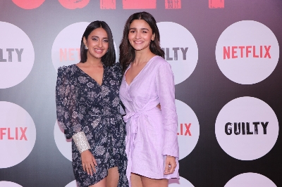 Mumbai: Actors Akansha Ranjan and Alia Bhatt at the screening of the upcoming web film "Guilty" in Mumbai on March 4, 2020. (Photo: IANS)