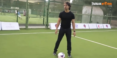 Tiger Shroff playing soccer