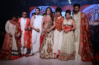 Mumbai: Fashion designer Rohit Verma with actors Abhishek Bajaj, Urvashi Rautela, Rashami Desai and Vishal Aditya Singh at the Bombay Times Fashion Week in Mumbai on March 13, 2020. (Photo: IANS)