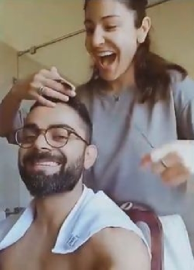 Anushka gives hubby Virat a new look.