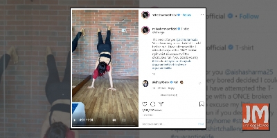 Neha Sharma tries T-shirt Challenge, invites sister Aisha