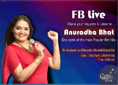 Acclaimed Kannada movie industry, Sandalwood, playback singer Anuradha Bhat went live on social media for Bengaluru Ganesha Utsava's (BGU) virtual concert recently, to lift the spirits of Covid lockdown-stricken city denizens and drive away the blues.