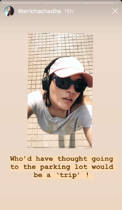 Richa takes a trip to the parking lot.