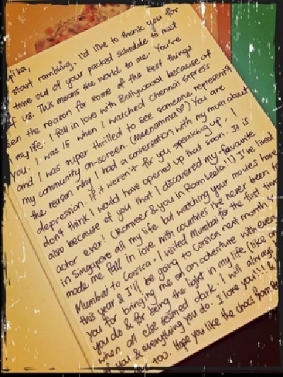 Deepika Padukone shares handwritten letters written by fans.