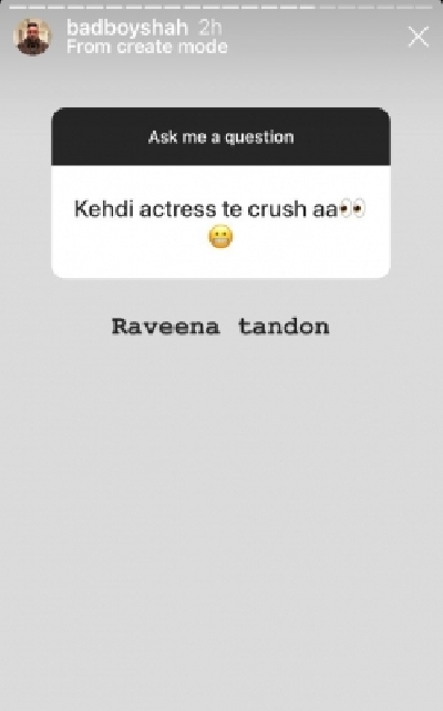 Badshah reveals the Bollywood actress he has a crush on.