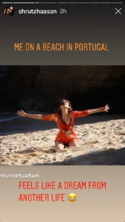 Shruti Haasan shares throwback pic from beach: Feels like a dream.