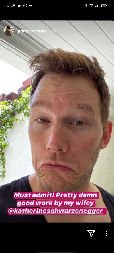 Chris Pratt gets 'quarantine haircut' from wife Katherine.