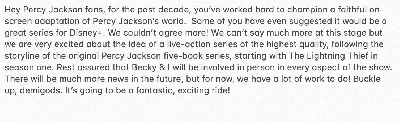 Percy Jackson series in the works.
