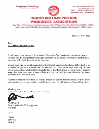 IMPPA urges members to clear dues of artistes, technicians, workers.