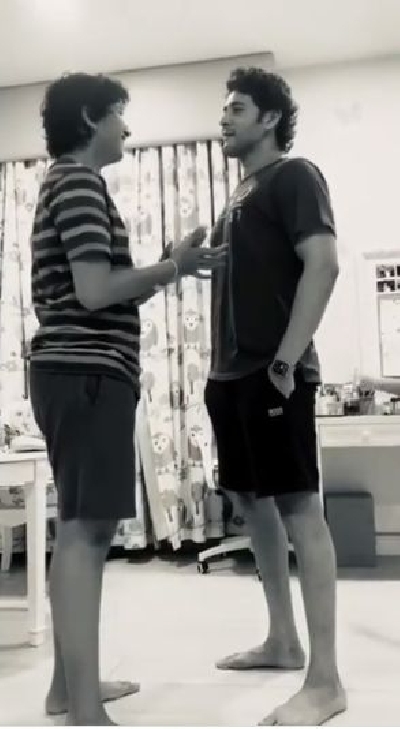 Lockdown diaries: Mahesh Babu plays 'who is taller' with son.