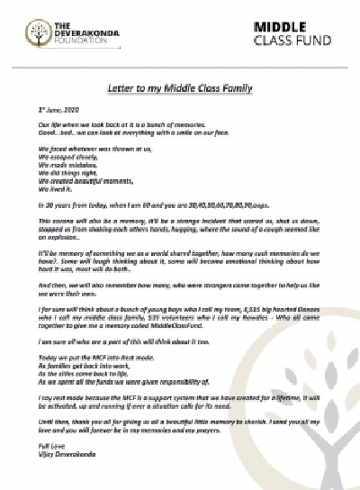 Vijay Deverakonda helps over 17,000 families through his Middle Class Fund.