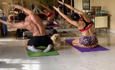 Sara Ali Khan's Sunday yoga time with brother Ibrahim.