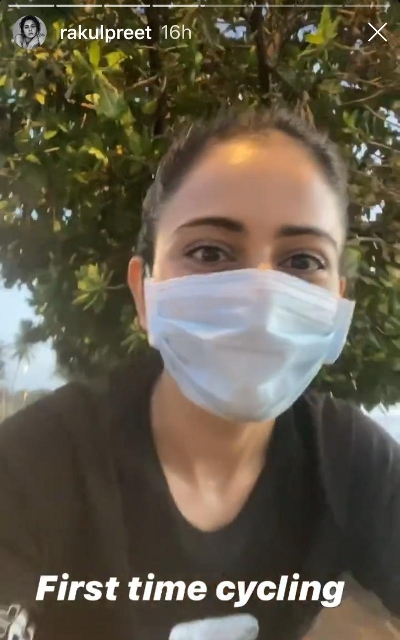 Rakul Preet goes cycling.