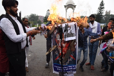 Jan Adhikar Chhatra Parishad burns effigies of Salman Khan, Karan Johar.