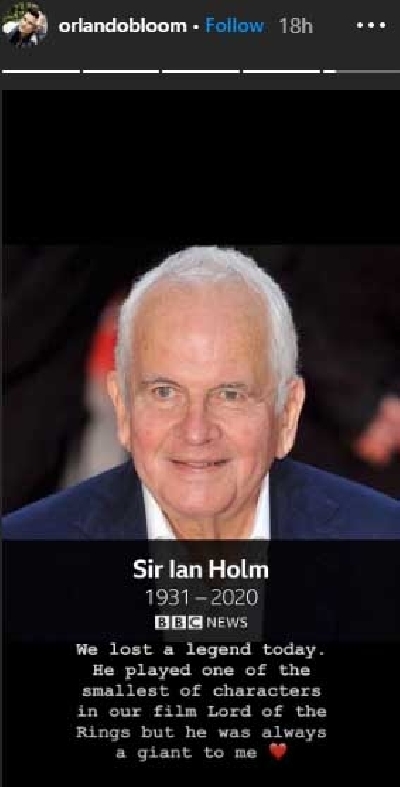 Orlando Bloom, Elijah Wood, Dominic Monaghan mourn Ian Holm's demise'.