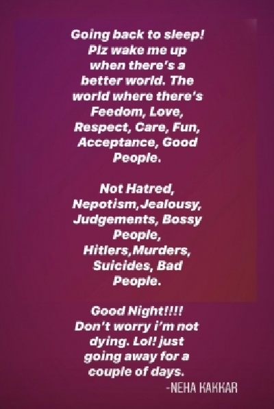 Neha Kakkar takes social media break: 