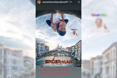 Samantha Akkineni gives Spider-Man a twist of yoga.