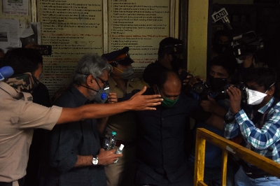 Mumbai: Filmmaker Sanjay Leela Bhansali arrives at the Bandra Police Station to record his statement in connection with actor Sushant Singh Rajput's death, in Mumbai on July 6, 2020. As per reports, late actor Sushant was approached by Bhansali for his 2013 film "Goliyon Ki Rasleela: Ram-Leela". However, Sushant could not take up the offer reportedly due to his contract with a production house. Later Ranveer Singh was signed for the role. The female lead was played by Deepika Padukone and the film turned out to be a superhit. (Photo: IANS)