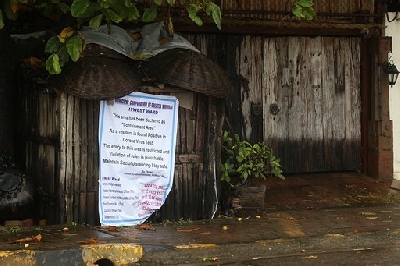 Mumbai: A view of veteran actress Rekha's bungalow in the Bandstand area of the Bandra locality that has been sealed by Brihanmumbai Municipal Corporation (BMC) after a security guard tested positive for Covid-19, in Mumbai on July 12, 2020. (Photo: IANS)