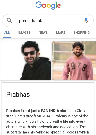 Why Prabhas' name pops up on Googling pan-India star, here is the truth!