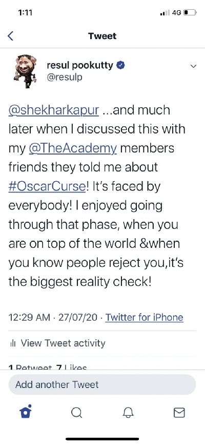 Resul Pookutty, Oscar curse. (Photo: Twitter@resulp)