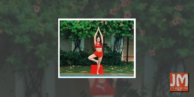 Sara Ali Khan does yoga by swimming pool