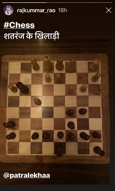 Rajkummar Rao, Patralekhaa enjoy a game of chess.