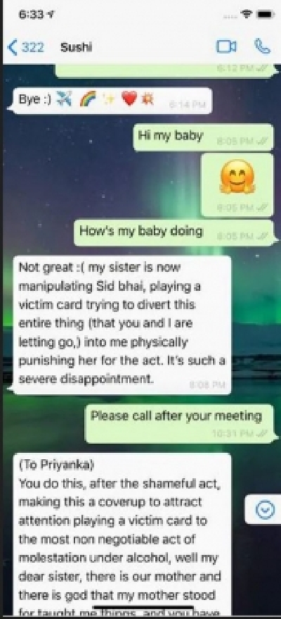 Rhea shares screenshots of chats with Sushant Singh Rajput.