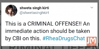 SSR's sister wants CBI action against Rhea over alleged drug chat
