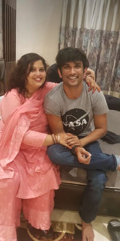 Sushant's sister-in-law rejects Rhea's claims that actor had strained ties with family.