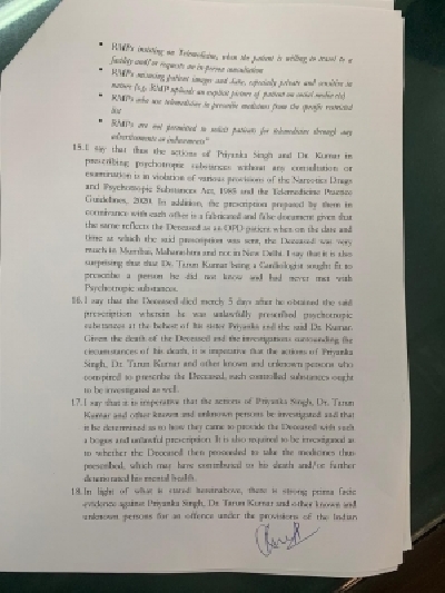 Rhea files police complaint against Sushant