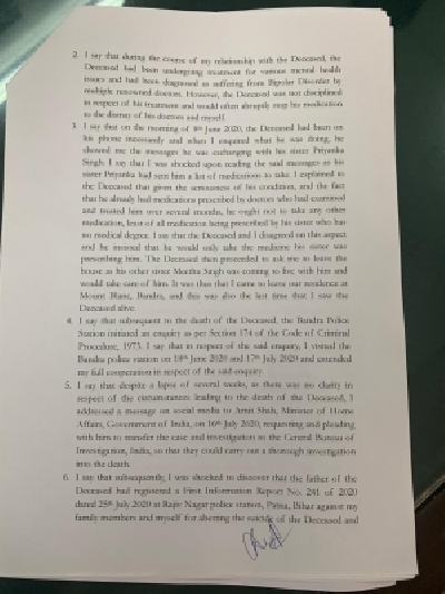 Rhea files police complaint against Sushant